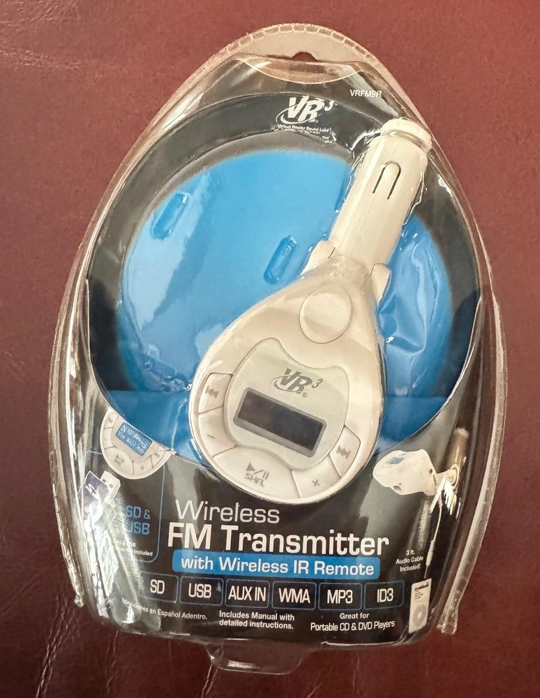 VR3 VRFM9R Wireless FM Transmitter 12V Car USB SD AUX MP3 w/ Remote – New Sealed