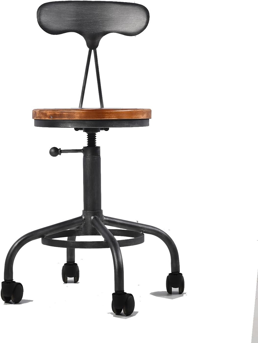 Industrial Adjustable Swivel Kitchen Stools with Wheels, Set of 2