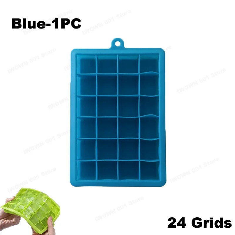 24 Grid Silicone Ice Cube Maker Easy-Release Square Shape Ice Cube Trays Molds K