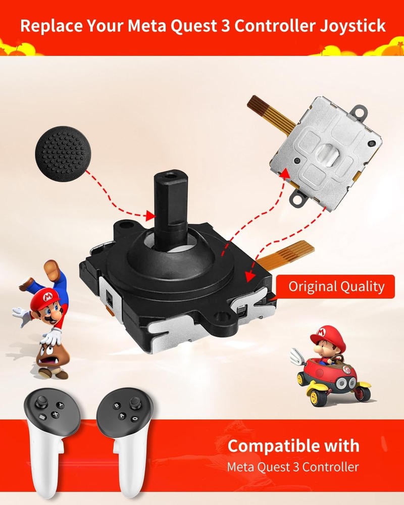 Joystick Replacement Kit for Oculus Quest 2/3 Controller Repair Kit for Meta ...