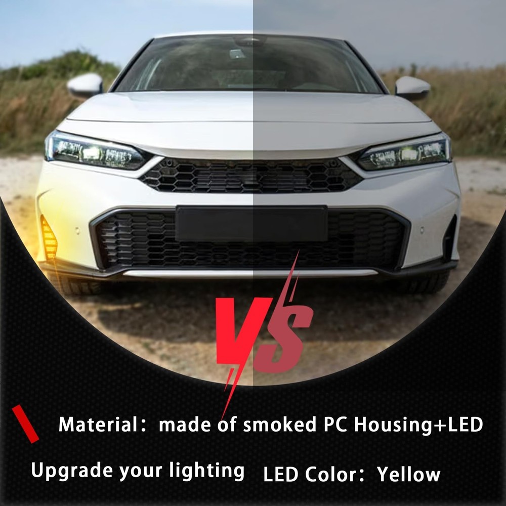 Switchback White & Amber LED Front Bumper Fog Light DRL Amber Sequential Turn...