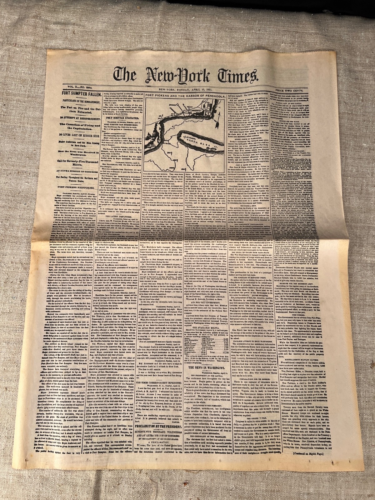 Lot of 5 NEW YORK TIMES 1861-1865 Major events in Civil War, Reprod. of original
