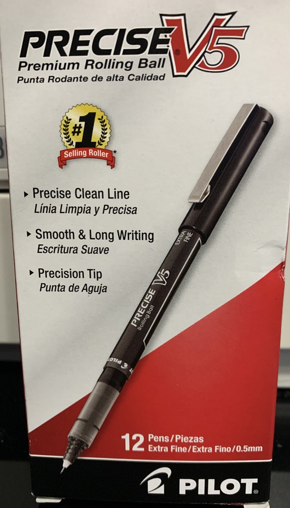Pilot Precise V5 Roller Ball Stick Pen, Black -35334 (12 Pack)