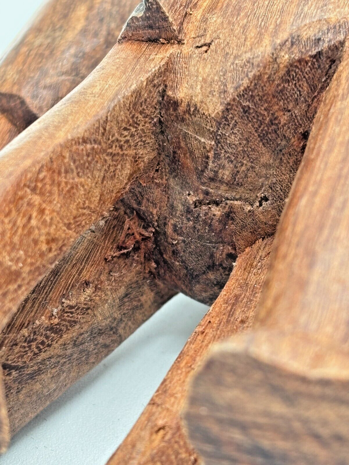 Vintage Hand Carved Wooden Elephant Figurine Rosewood Primitive Africa 5.5"H