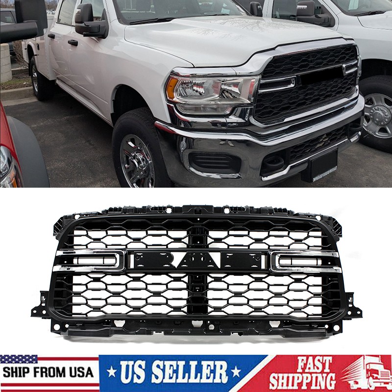 New Chrome Front Bumper Grille Grill Fits 2019-2024 Ram 2500 3500 104-11311G US