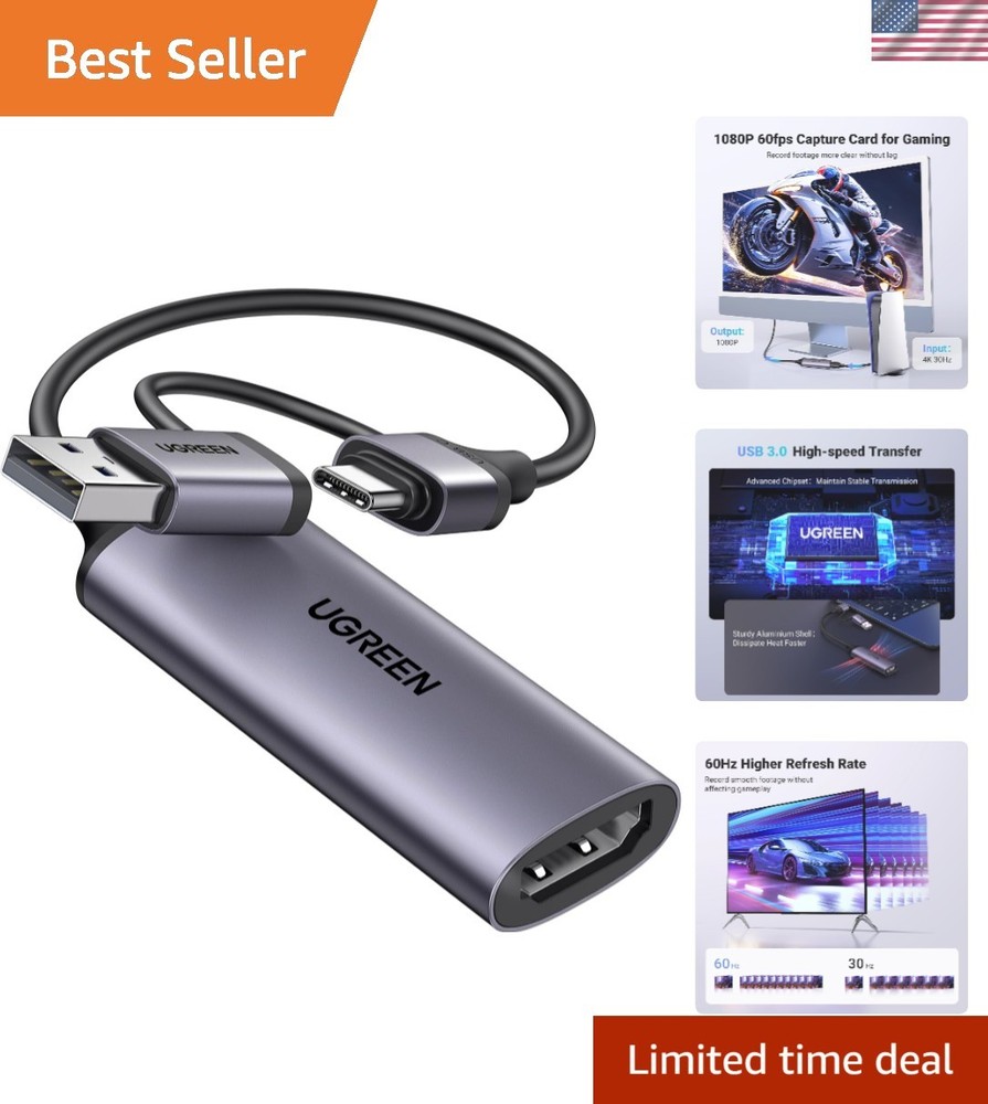 Portable USB C Capture Card for Streaming - Compatible with PS5, Xbox, Switch