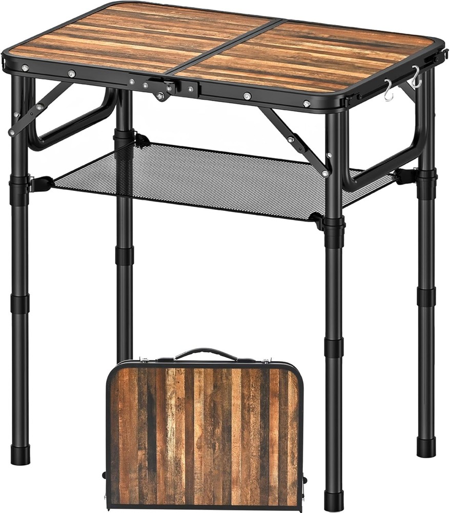 Folding Camping Table Adjustable Height Folding Table Portable Aluminum Small