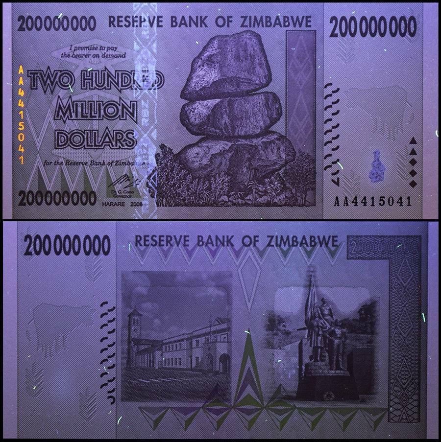 Zimbabwe 200 Million Dollars, 2008, P-81, UNC