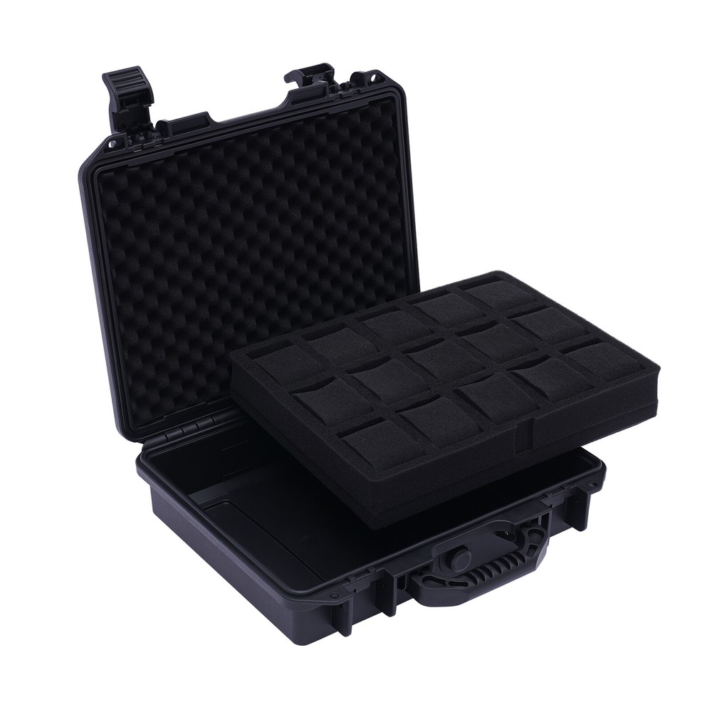 15 Slots Plastic Suitcase Display Storage Case Waterproof Watch Storage Box Case