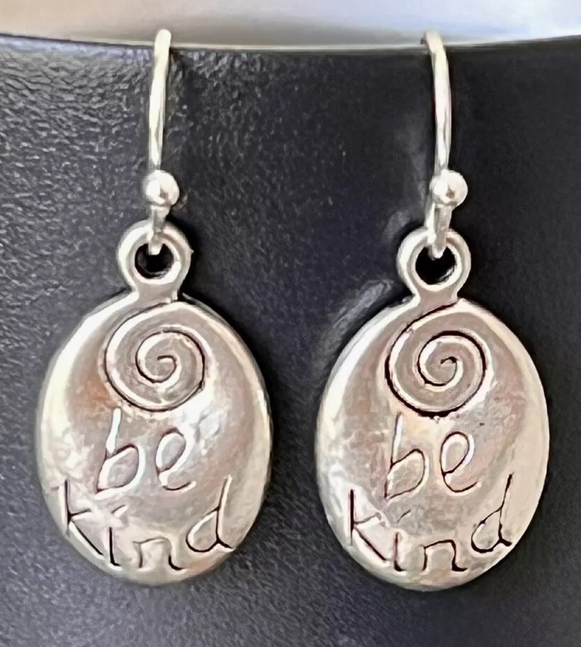 Silver Dangle Earrings. Be Kind.