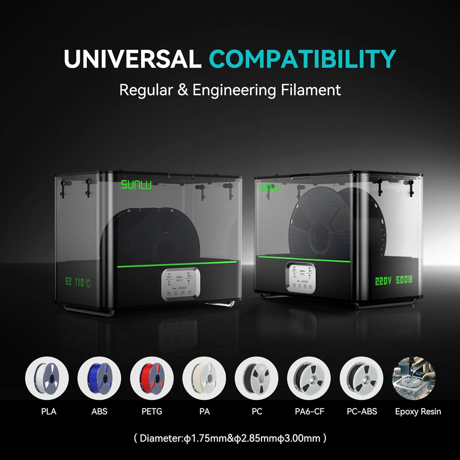 SUNLU FilaDryer E2 up to 110℃ Professional Drying Engineering Filament Dryer