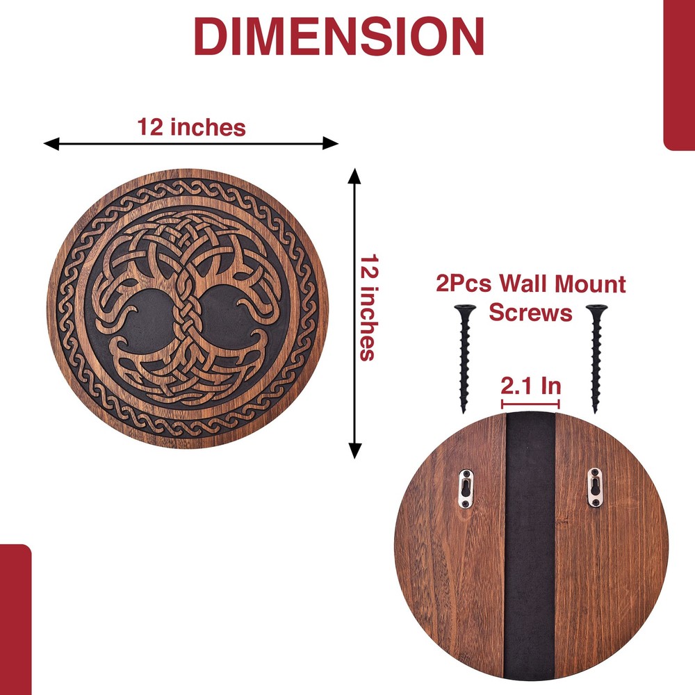 Fantasy Celtic Sword Wall Display Plaque | Dagger Mount Shield Hanger Wood