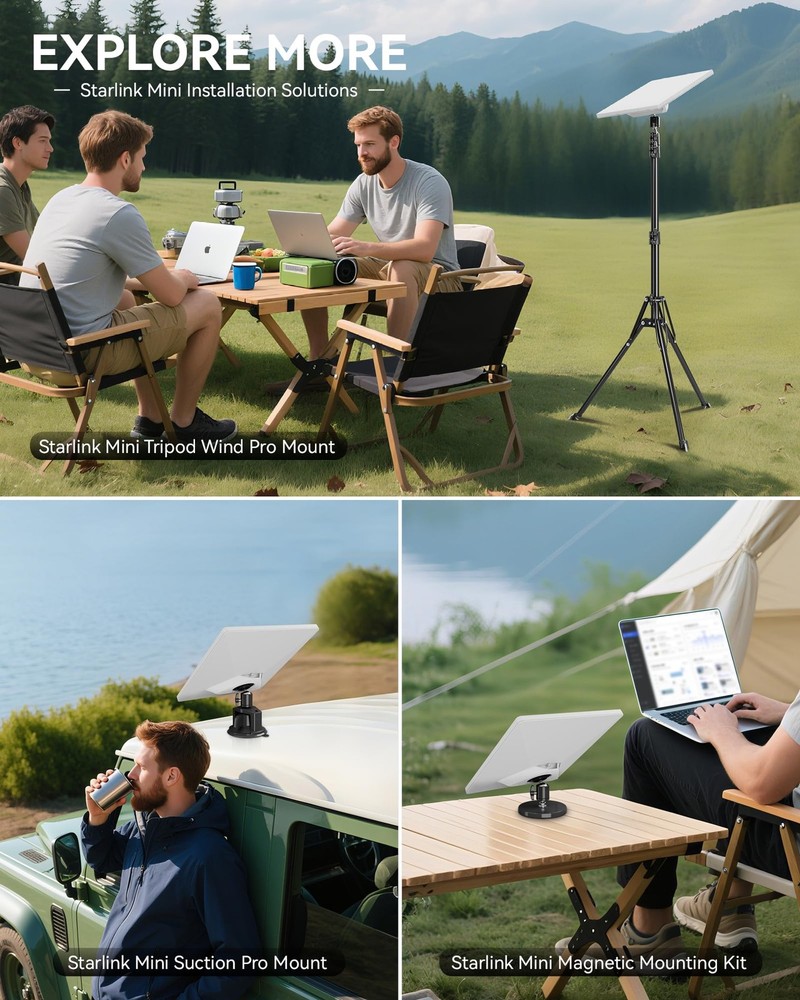 Starlink Mini Tripod Mount Kits, WindPro Wind-Resistant Design, Adjustable He...