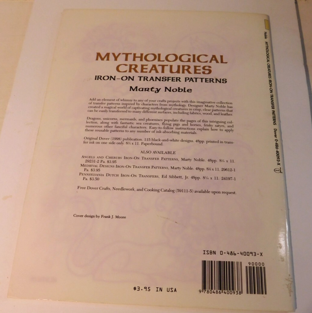 Vintage Mythological Creatures - iron-on Transfer patterns - Dover book