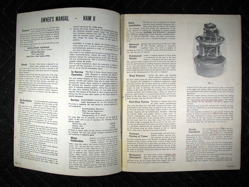 Original CDE Ham II Rotor System Manual
