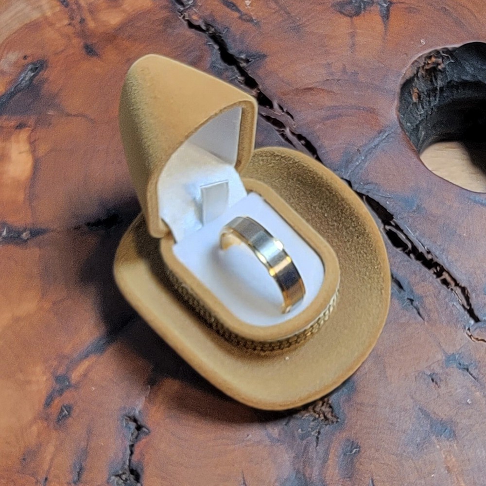 Personalized Cowboy Hat Ring Box - Custom Engraved Ring Box - Handwriting Box