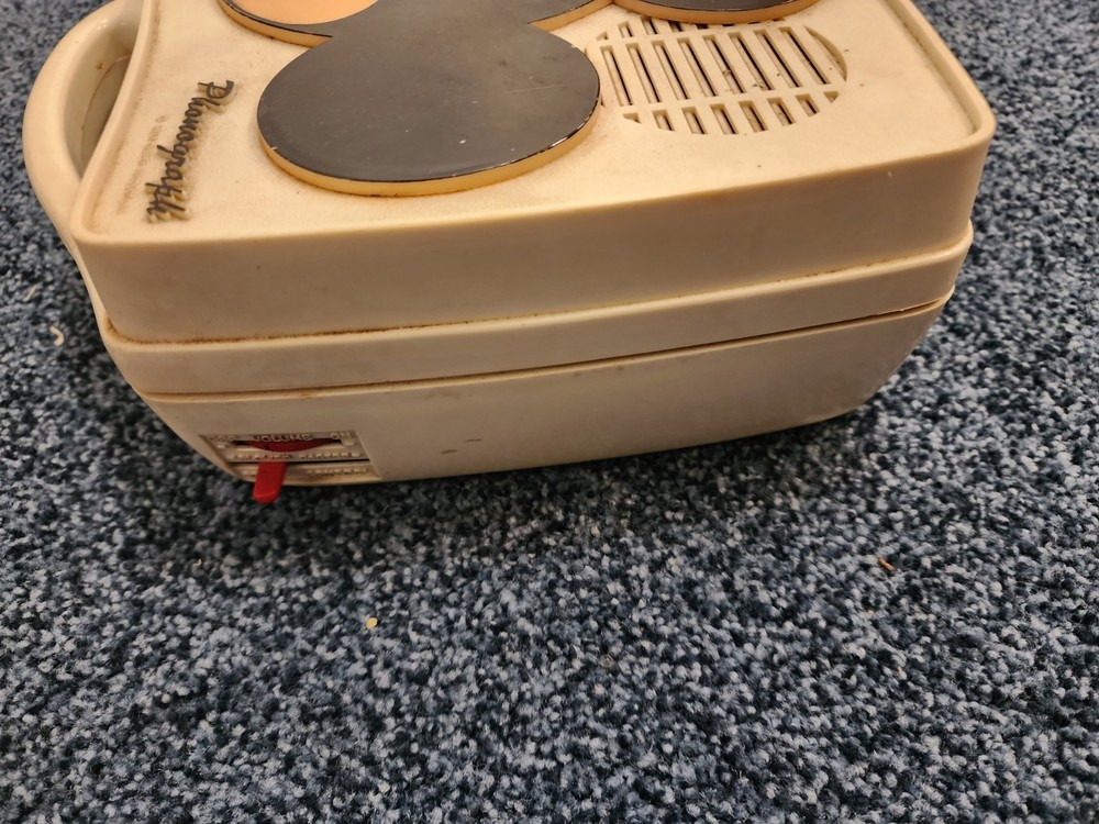 Mickey Mouse 80's 2Speed Solid State Phonograph Record Player With Working Motor