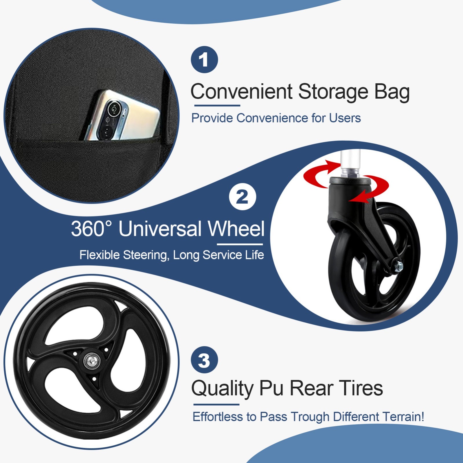 Only 16 lbs Ultra-Lightweight Foldable Transport Wheelchair, Dual handbrakes