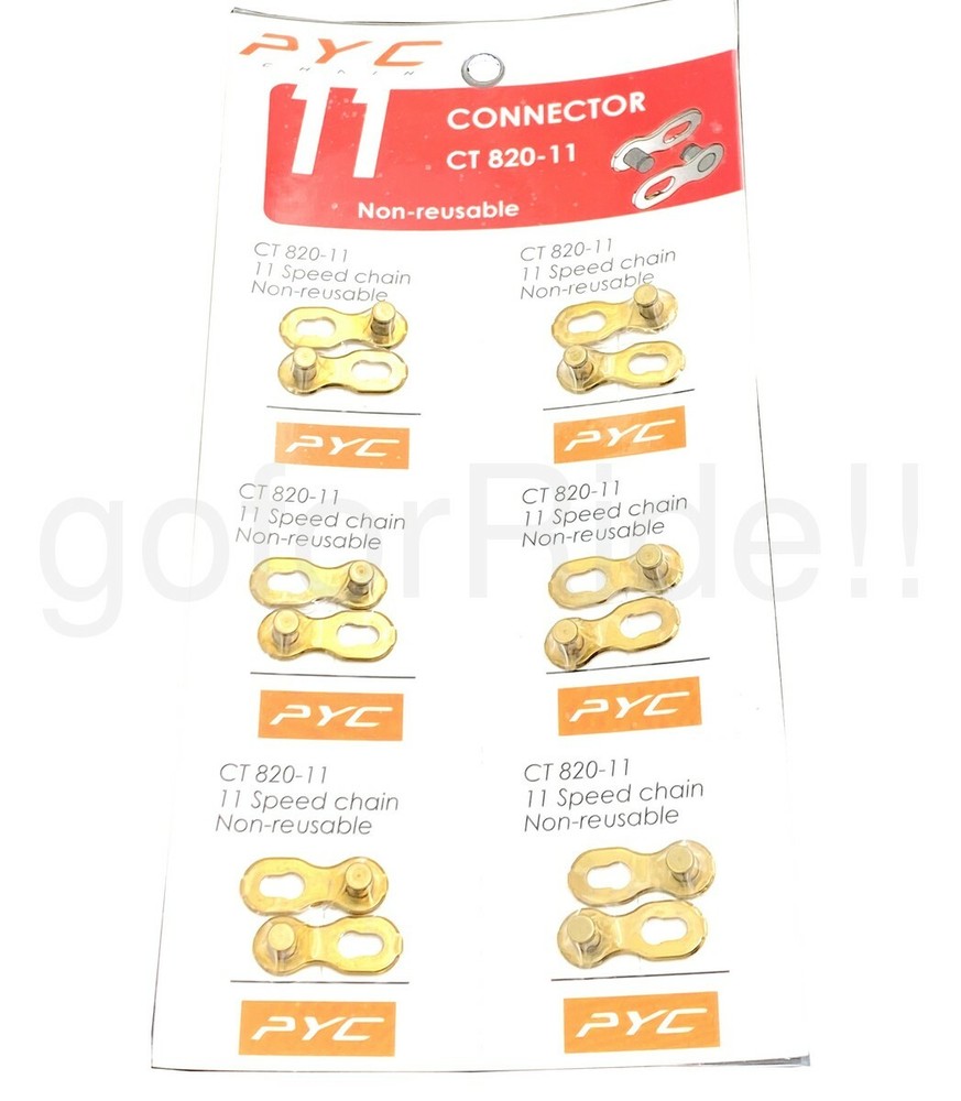 PYC Quick Link/Missing Link/Connector for 11 Speed Shimano/KMC Chain Gold 6 pair
