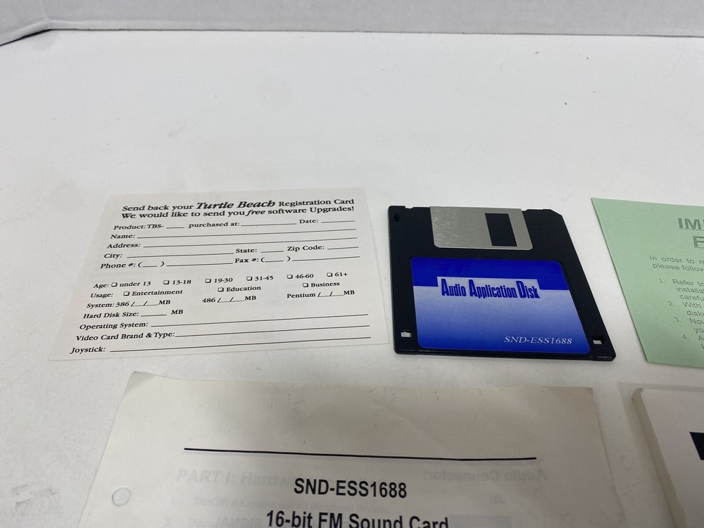 Turtle Beach Audio Application Disk 32 Wavetable Soundcard Disk