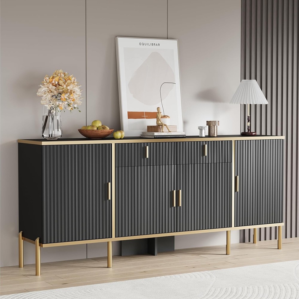 60" Modern Buffet Cabinet W/ Storage Buffets & Sideboard W/ Drawers Adjustable