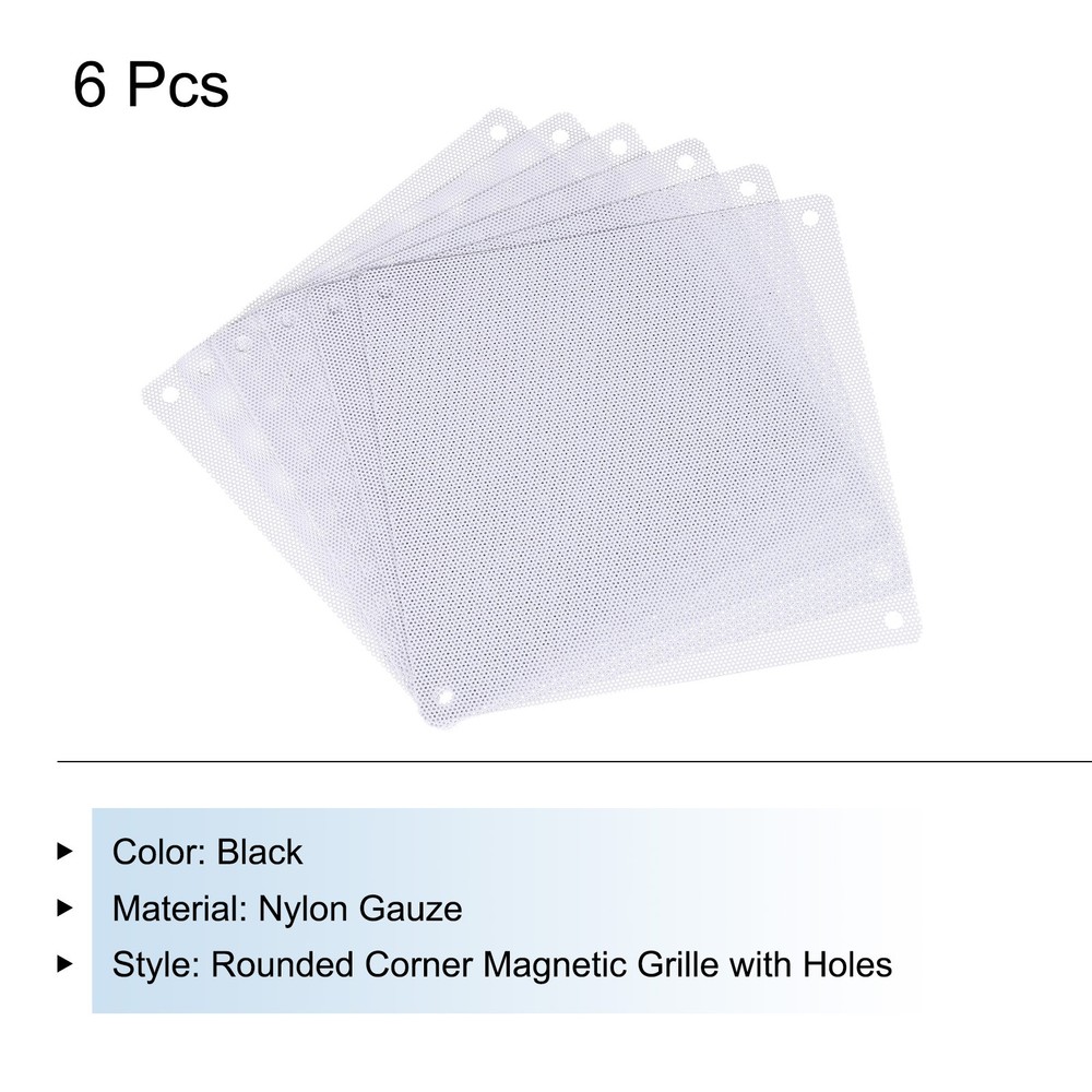 6Pcs PC Dust Filter 140x140mm PVC Computer Case Cooler Dustproof Mesh White