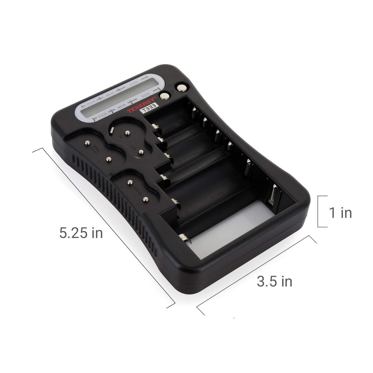 Tenergy T-333 Universal Battery Tester AA/AAA/C/D/9V/CR123A/CR2/CRV3/2CR5/CRP2