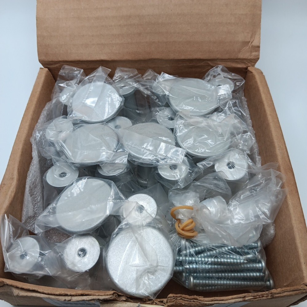 22 Pack Round Knob Metallic Silver Pull Kitchen/Bathroom Cabinet Hardware Hanger