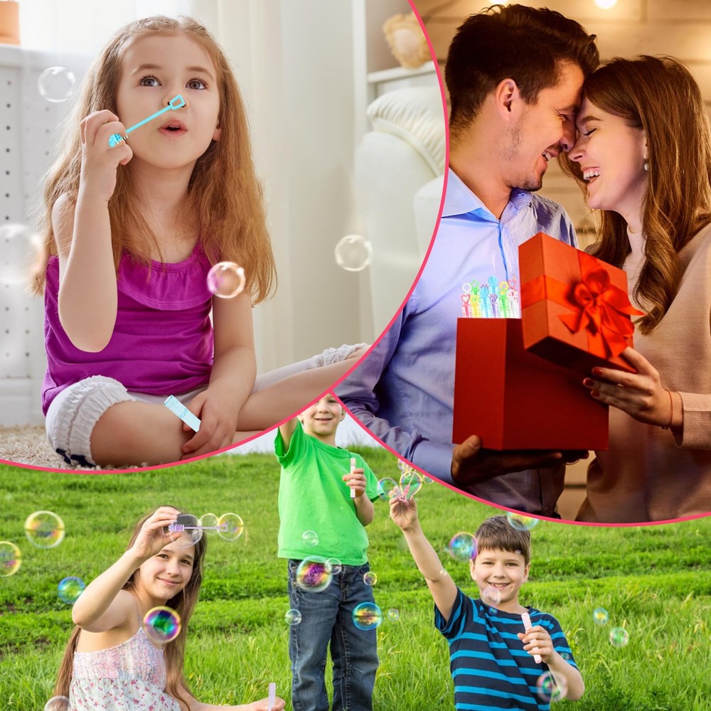 LOAVER 36 Pack Mini Bubble Wands Bulk for 4.3 Inches, Multicolor