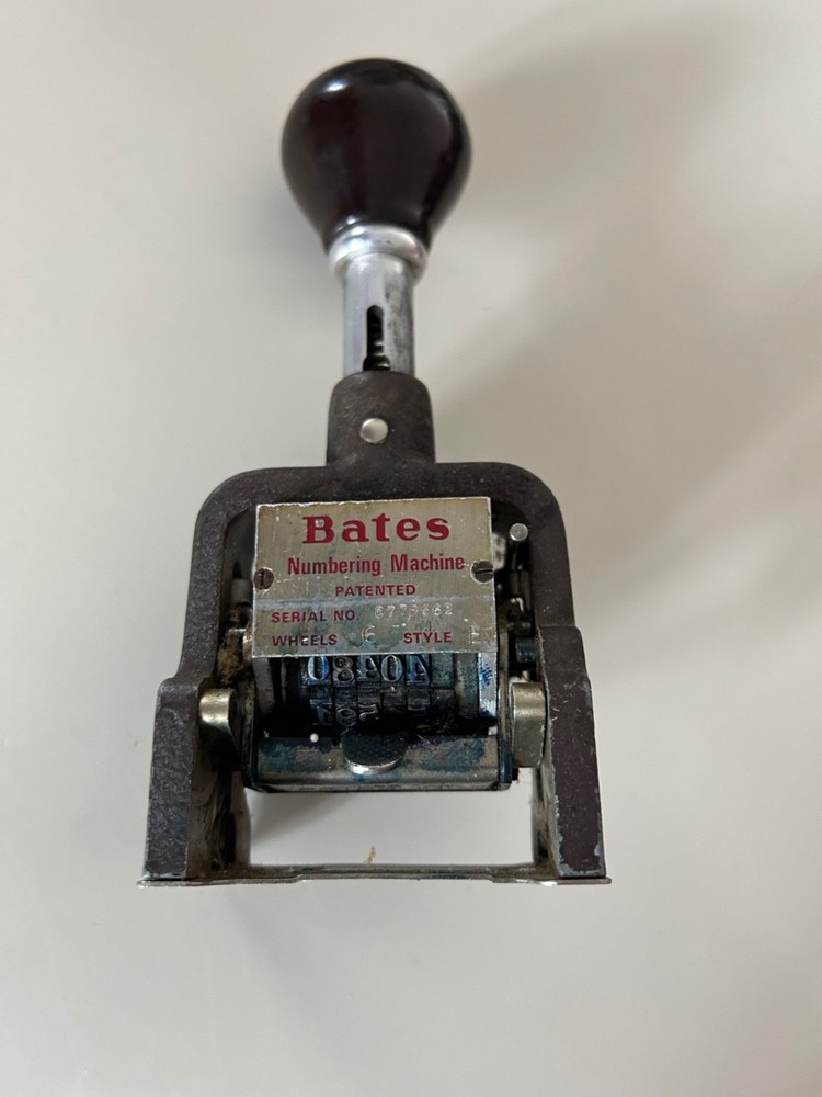 Vintage Bates Numbering Machine 6 wheels, style E