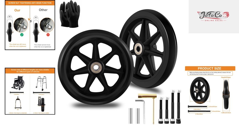 2 Pack 6-Inch Replacement Wheels for Wheelchairs - Durable & Eco-Friendly