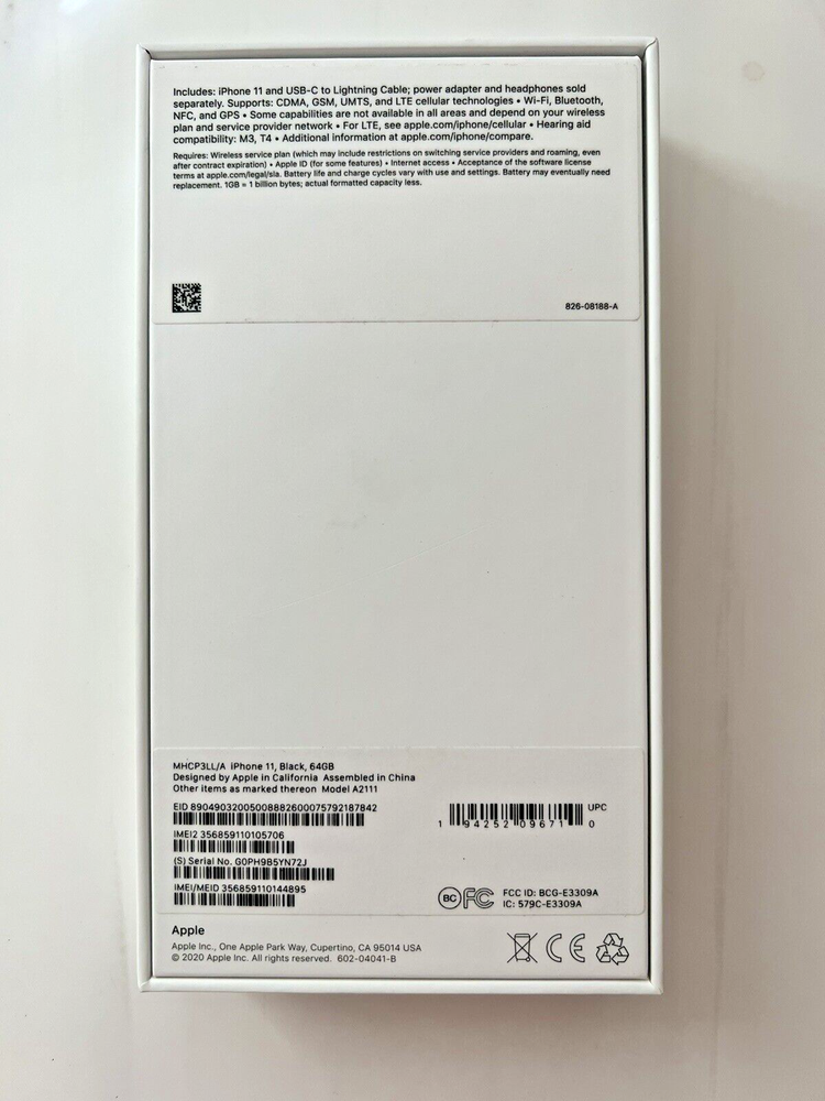 iPhone 11 EMPTY BOX ONLY 64 Gb Black Retail Packaging Excellent