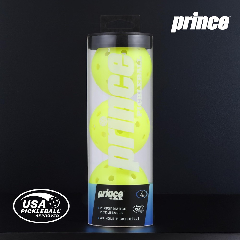 Prince - Performance Pickleballs, Optimized Pickleballs - 3 Pack, Yellow
