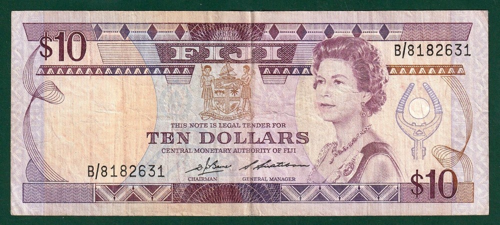 Fiji, Central Monetary Authority, $10, ND (1986), P-84a, VF