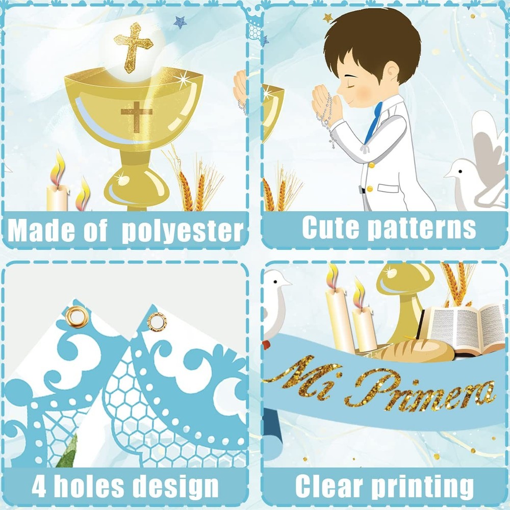 First Communion Decorations First Communion Backdrop Baptism God Bless Banner...