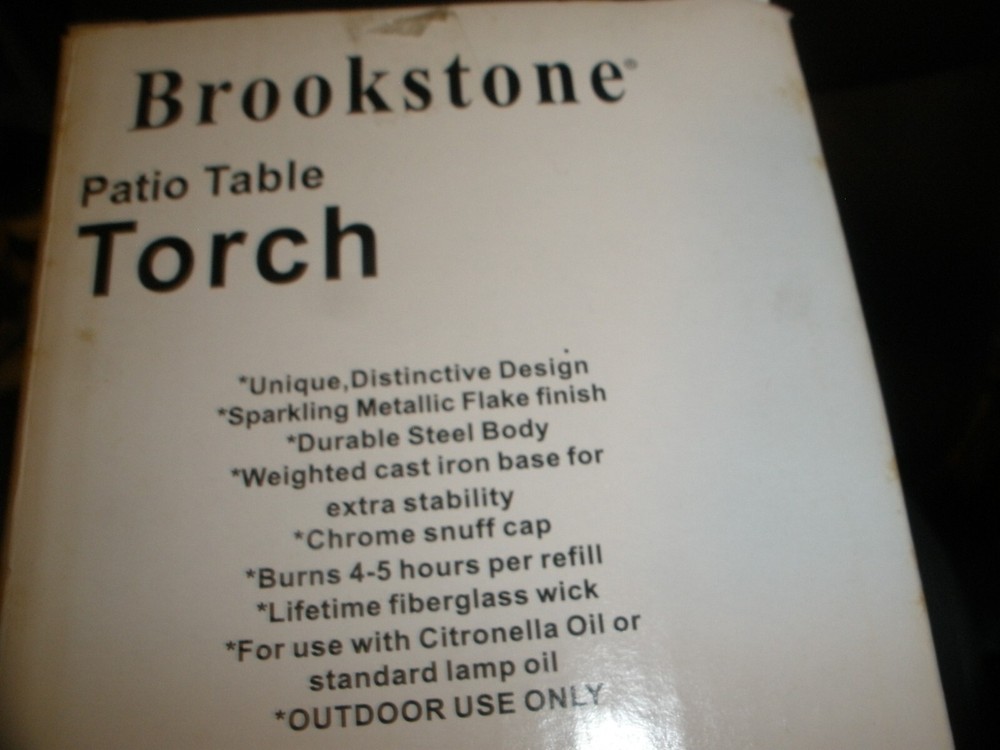 NEW Opened Brookstone Patio Table Torch Green (067)
