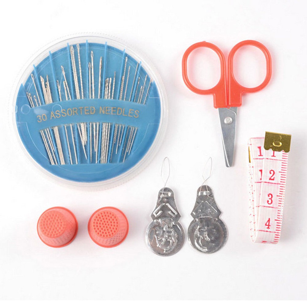 Sewing Kit Set, Home Travel Thread Needle Scissors Spools Thimble Storage Box US