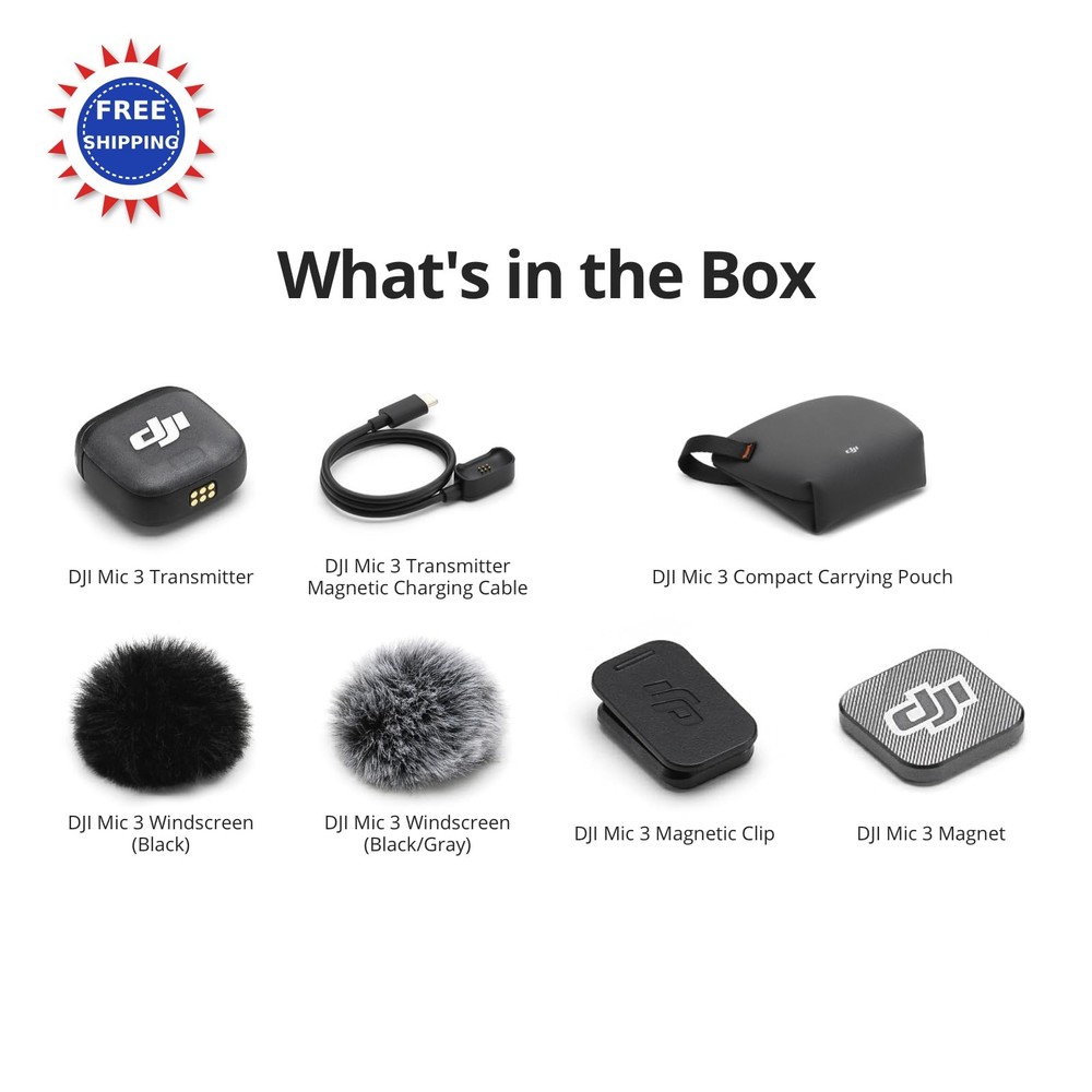 Wireless Microphone DJI Mic 3 Transmitter for iPhone Camera Android Lightweight