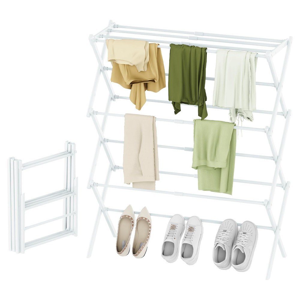 Foldable Drying Rack Clothing, 3-Tier Portable Clothes Drying Racks for Indoo...