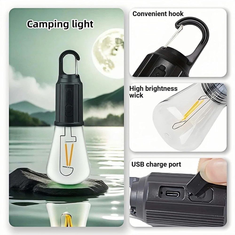 Versatile Hanging Camping Lantern - Lightweight, Rechargeable, and Durable