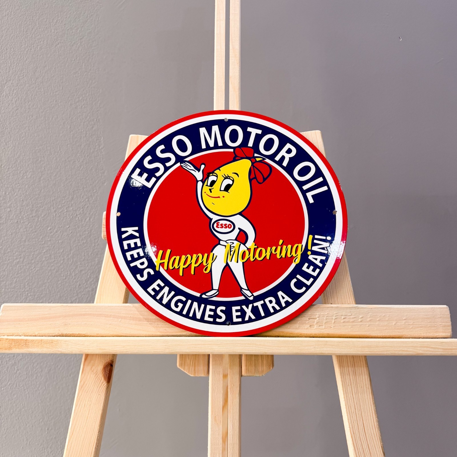 Esso Motor Oil Happy Motoring Female Mascot Metal Sign – 30 cm / 11.8”