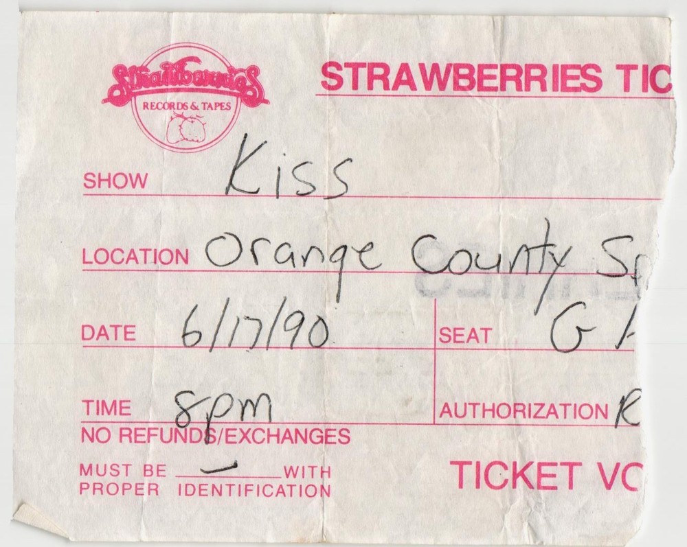 Vintage 1990 Kiss Slaughter Little Caesar Concert Ticket Voucher Middletown NY