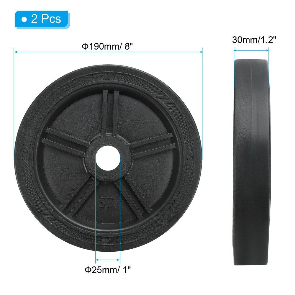 2Pcs 8" Universal Air Compressor Wheel with 1" Hole for Easy Mobility, Black