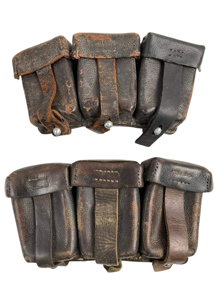 WW2 German K98 Leather Ammo Pouches Dated 1943