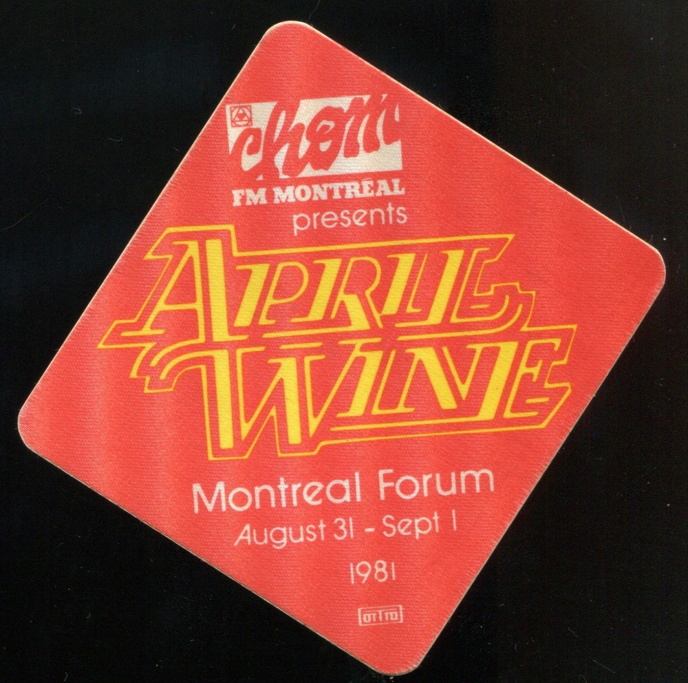 Vintage 1981 April Wine Concert Backstage CHOM Radio Promo Pass Montreal Canada