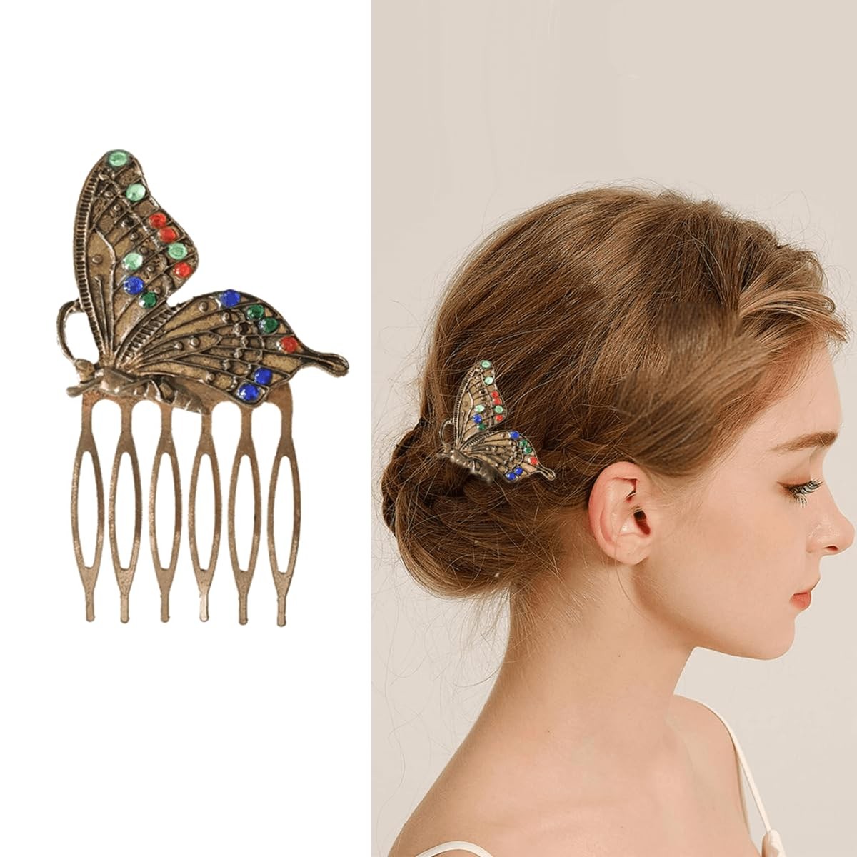 6 Pack Vintage Hair Side Combs for Women Decorative,Butterfly Flower Leaf Pea...