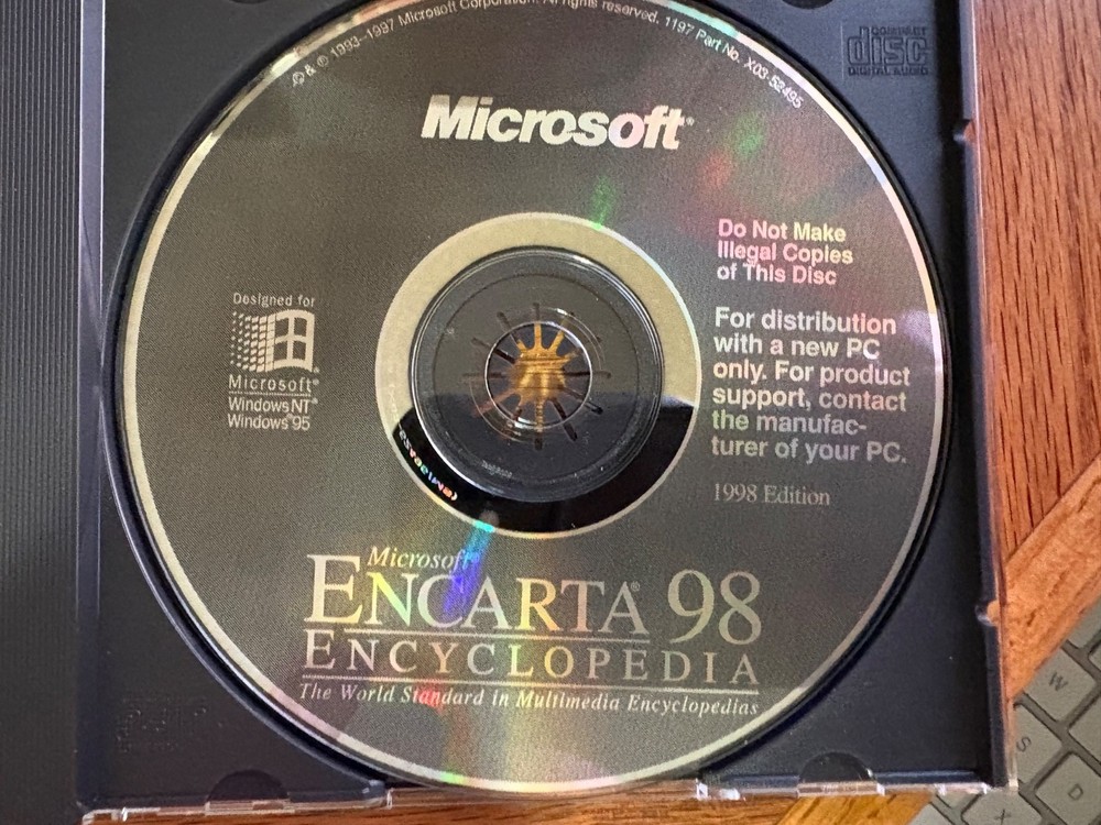 Microsoft Encarta Encyclopedia 98 Full Version PC CD Software Windows 95/NT
