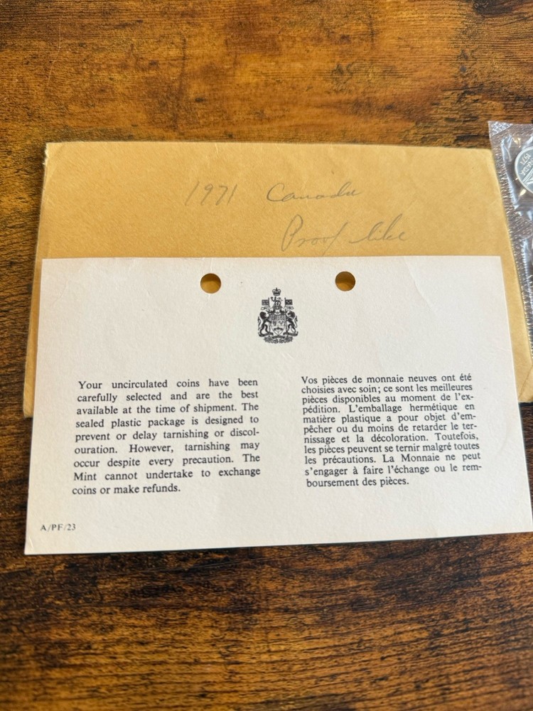 1971 CANADA PROOFLIKE MINT SET * WITH ORIGINAL MINT PACKAGING Great Condition