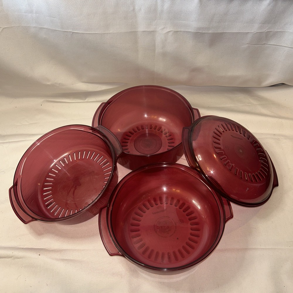 Tupperware Cranberry 7 Piece Steamer Microwave Stack Cooker Set