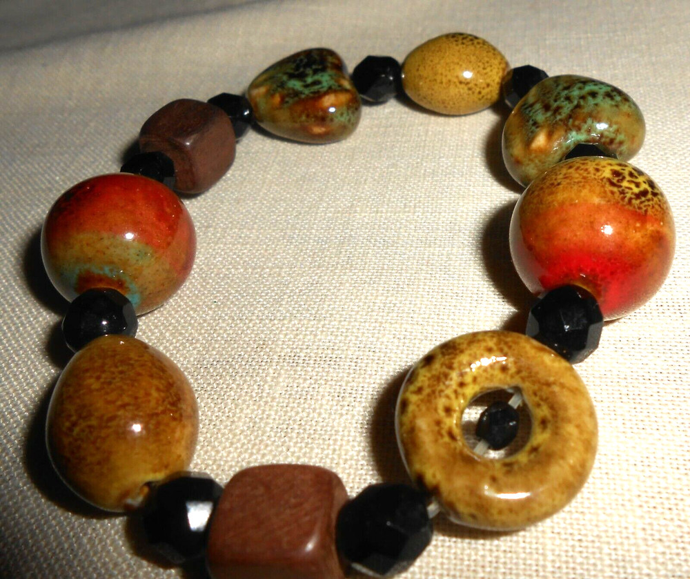 Artisan Multi Bead Design Stretch Bracelet- Colorful